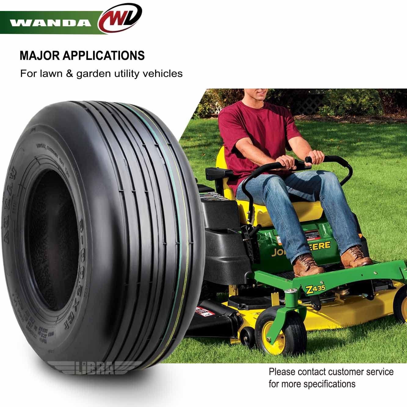 Amazon.com: WANDA Set 2 13x5.00-6 Rib Lawn Mower Utility Cart Turf